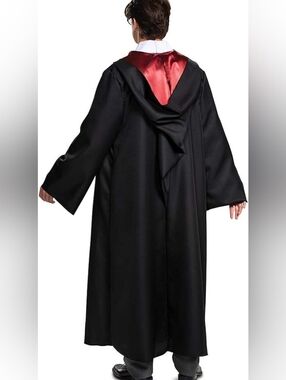 Harry Potter Gryffindor Black Wizard Robe with Hood Lining, Size L.